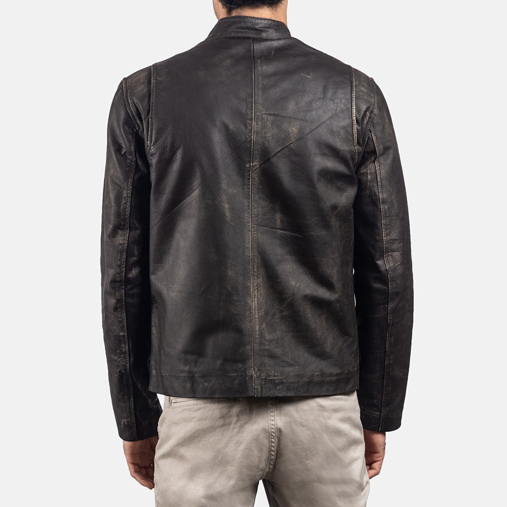 Rustic Giacca Biker in Pelle da Uomo – Vista prodotto alternativa 5