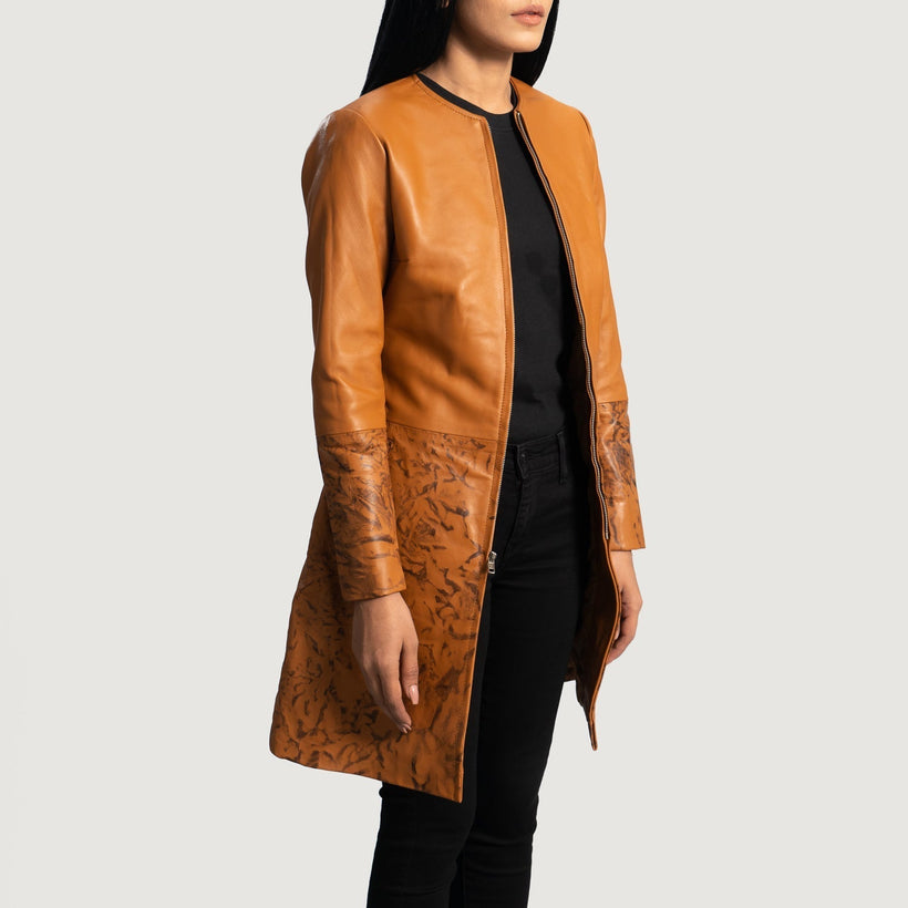 Sandy Cuoio Dye Cappotto in Pelle da Donna