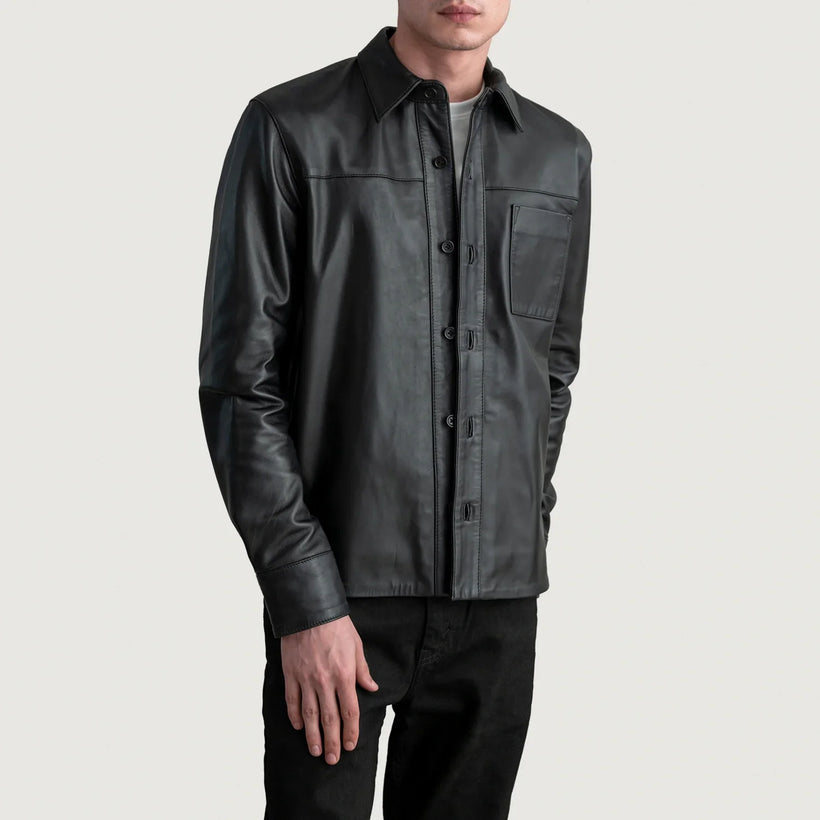 Scout Nero Leather Shirt da Uomo
