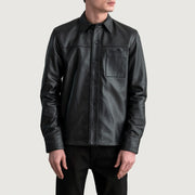 
Scout Nero Leather Shirt da Uomo - Vista laterale che mostra il taglio ergonomico delle maniche