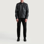 
Dettaglio ravvicinato of Shirt & Buttons Hardware on Scout Nero Leather Shirt da Uomo