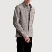 
Grey Goatskin suede Jacket - Vista posteriore con spalle definite e orlo pulito