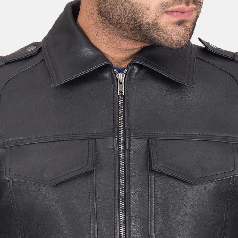 Sergeant Nero Giacca in Pelle da Uomo