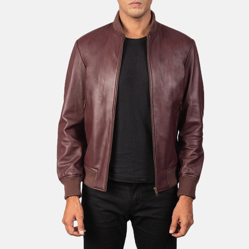 Shane Bordeaux Bomber in Pelle da Uomo