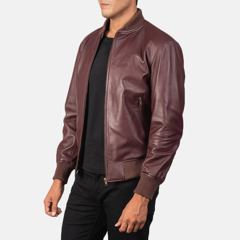 Shane Bordeaux Bomber in Pelle da Uomo