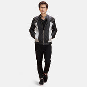 Shapron Studded Giacca Biker in Pelle da Uomo - Lateral Side Profile View Showing Sleeve Cut &amp; Athletic Taper Fit