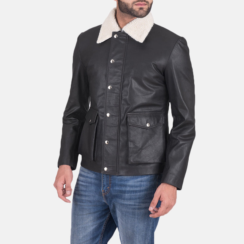 Snow Cole Nero Giacca in Pelle da Uomo