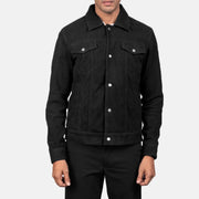 Dettaglio ravvicinato of Shirt &amp; Snap Button Hardware on Men's Stallon Black Suede Jacket