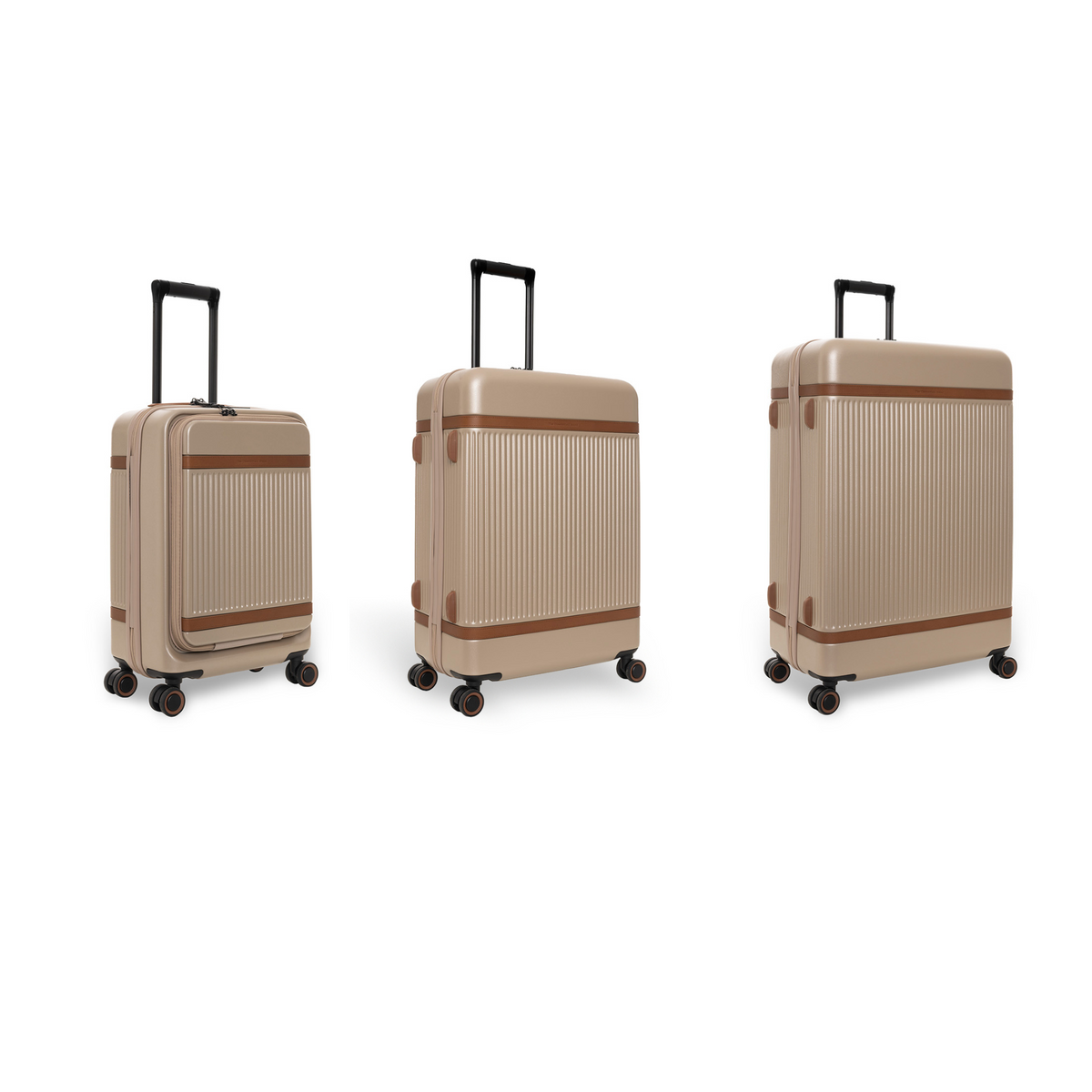 Hand Luggage Suitcase Front Pocket Zuna in Classic 100% Full-Grain Leather - Vista frontale e linea su misura | Acquista online