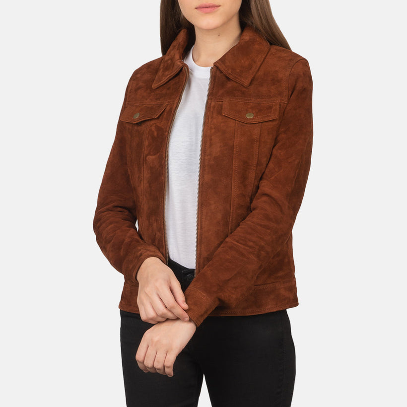 Suzy Trucker Marrone Giacca in Pelle da Donna