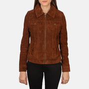 
Brown Goatskin suede Jacket - Vista posteriore con spalle definite e orlo pulito