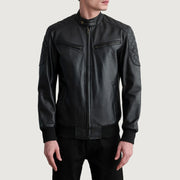 Men's Sven Mocha Suede Bomber Jacket in Dark Brown Goatskin Suede - Vista frontale e linea su misura | Acquista online