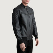 Dark Brown Goatskin Suede Bomber Jacket - Vista posteriore Showing Tailored Shoulder Fit &amp; Clean Hemline