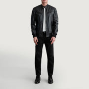 Dettaglio ravvicinato of Band with Snap Button &amp; Zipper Hardware on Men's Sven Mocha Suede Bomber Jacket