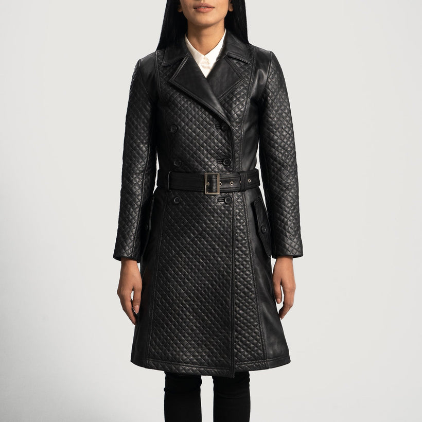 Sweet Susan Nero Trench in Pelle da Donna