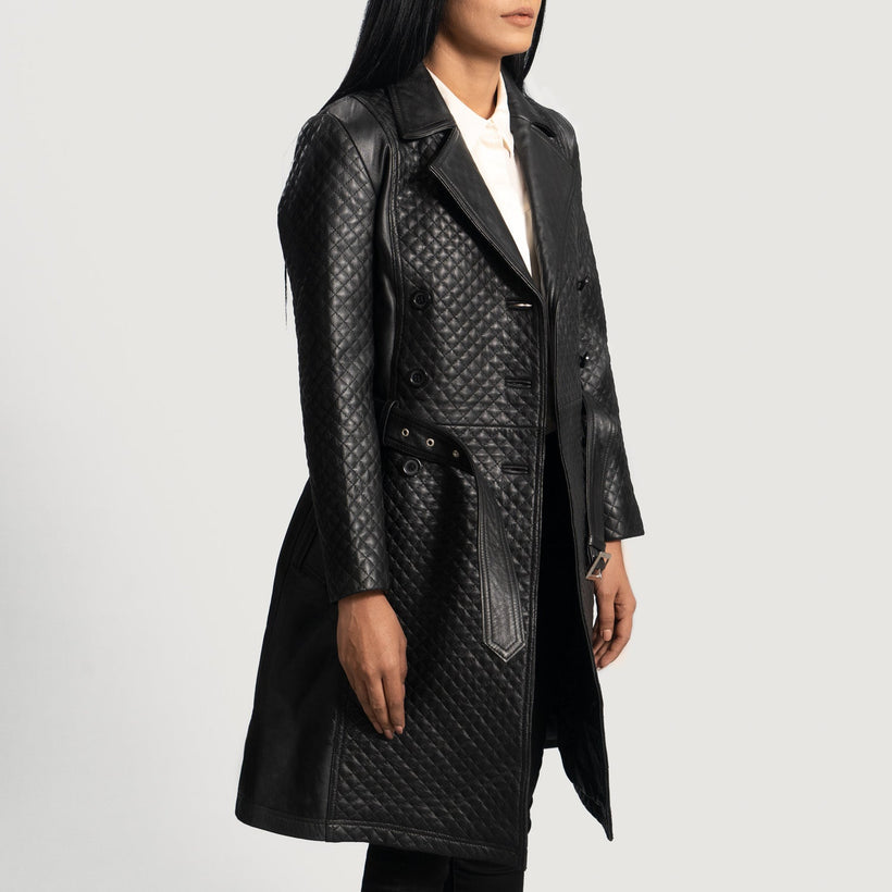 Sweet Susan Nero Trench in Pelle da Donna