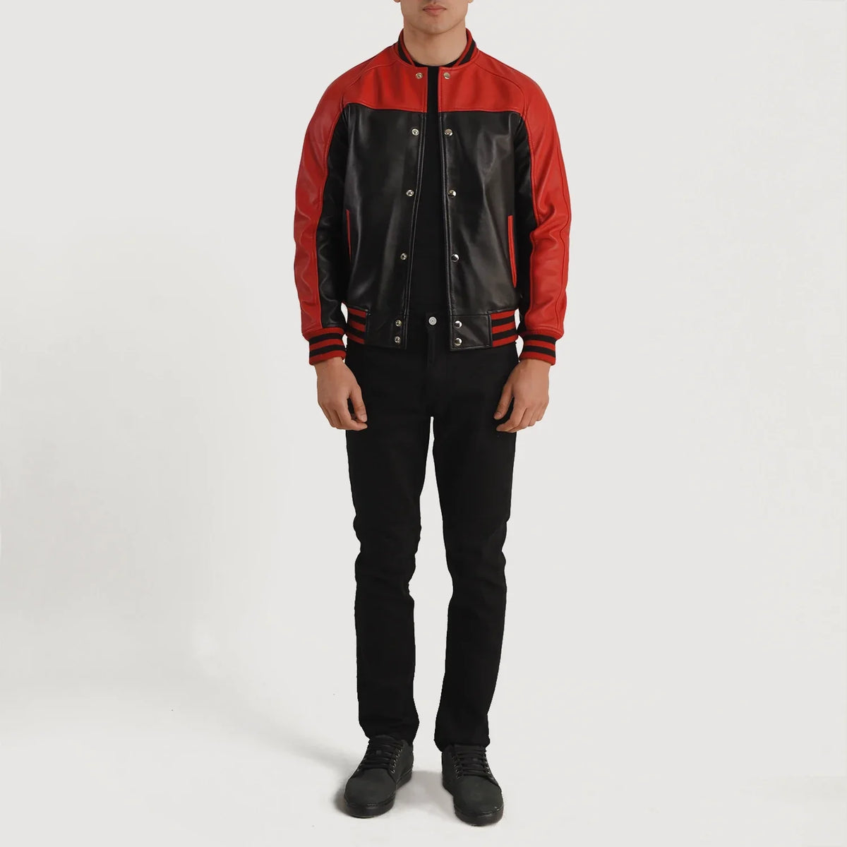 
Terrance Nero Varsity Giacca in Pelle da Uomo – alternate product view 5