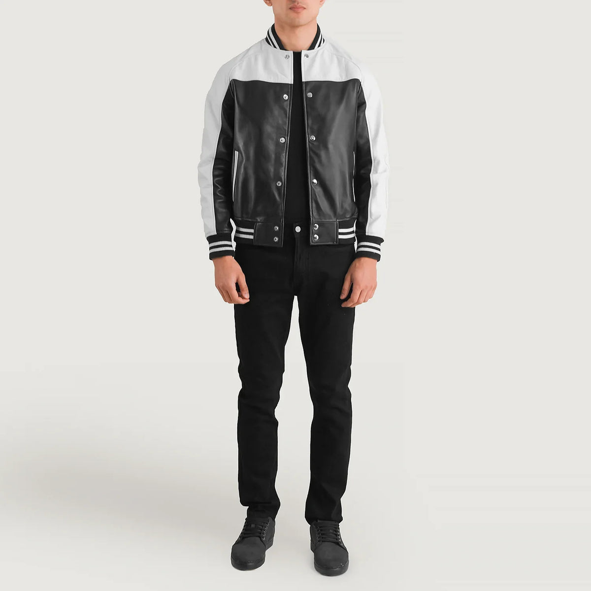 
Terrance Nero Varsity Giacca in Pelle da Uomo – alternate product view 3