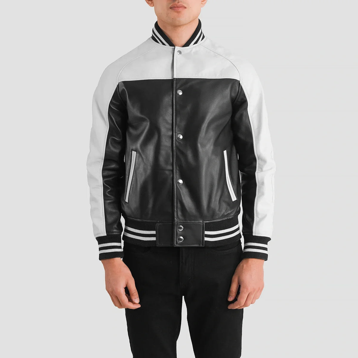 
Terrance Nero Varsity Giacca in Pelle da Uomo – alternate product view 4