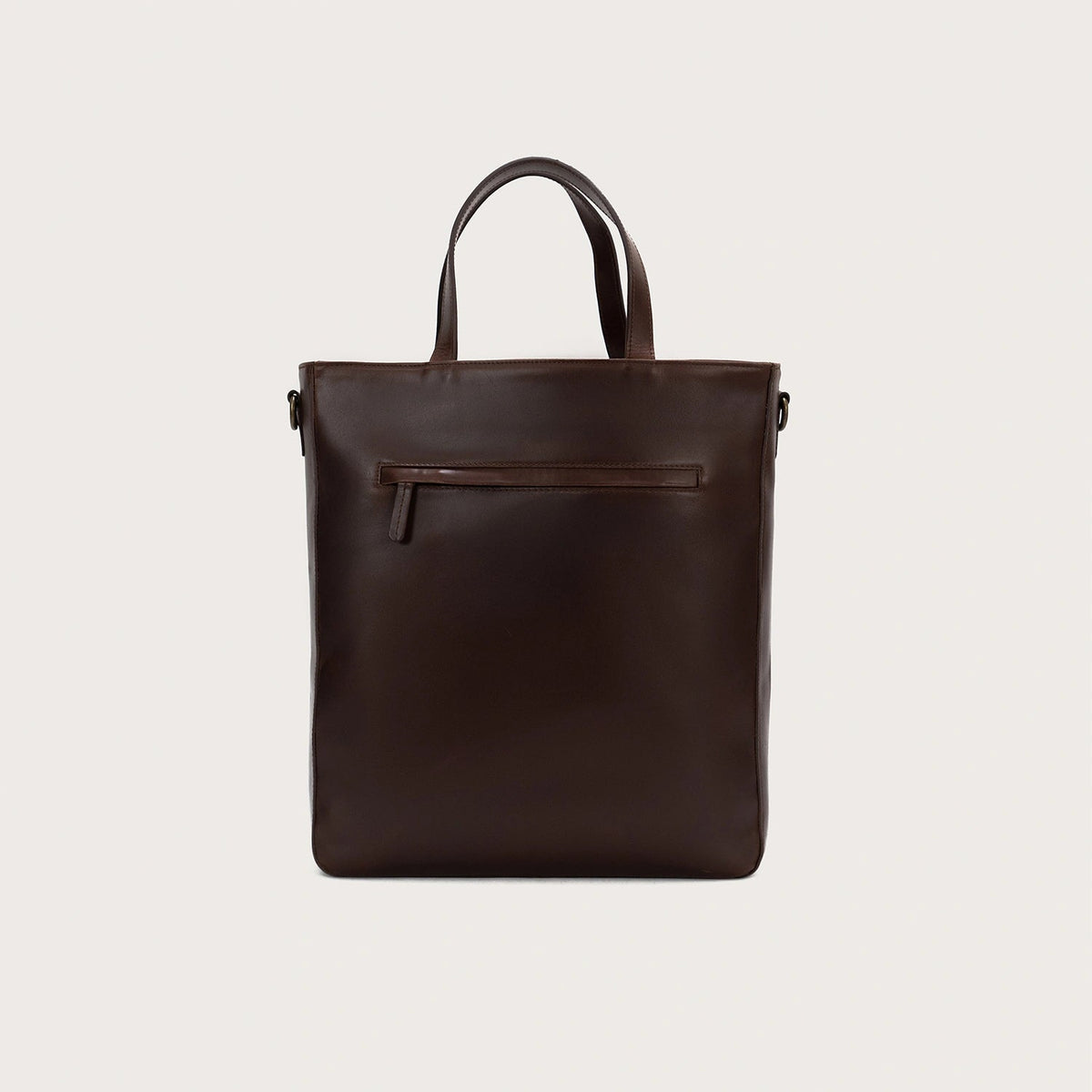 
Vintage Brown Full-Grain leather Bag - Prospettiva posteriore con spallacci in pelle rinforzati