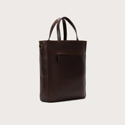 
The Poet Vintage Brown Leather Tote Bag For Men & Women - Profilo laterale strutturato con profondità del soffietto