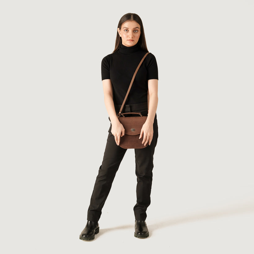 The Sandra Vintage Cuoio Leather Saddle Bag