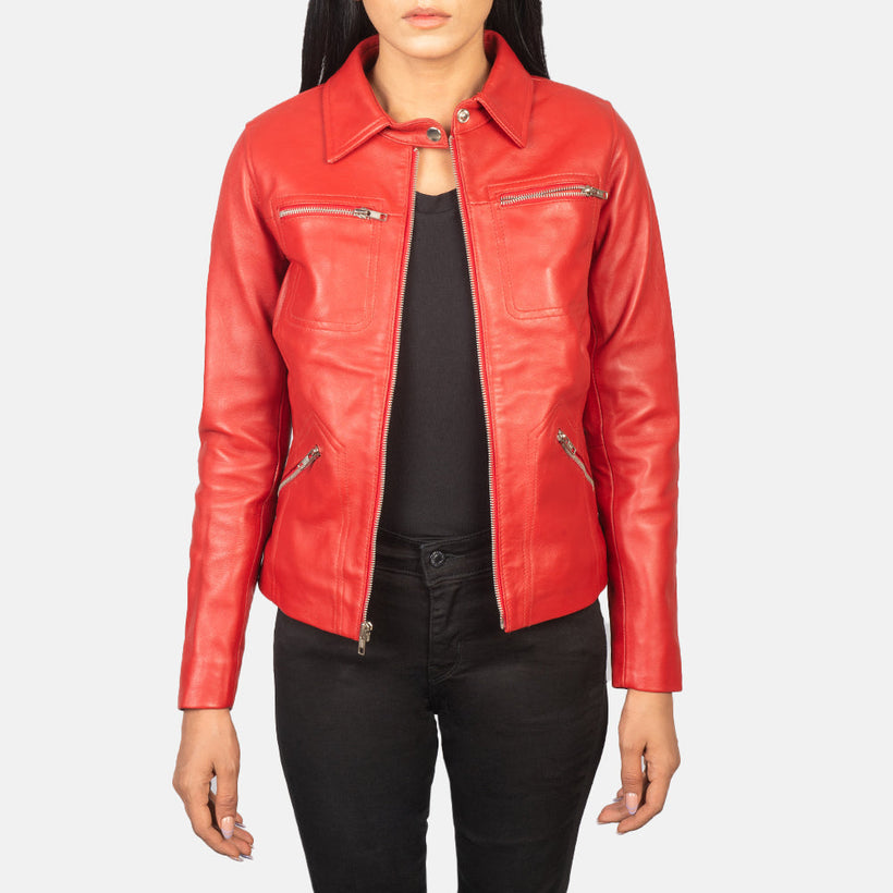 Tomachi Rosso Giacca in Pelle da Donna