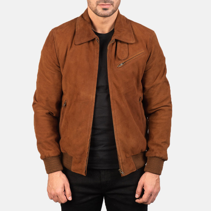 Tomchi Cuoio Suede Giacca in Pelle da Uomo
