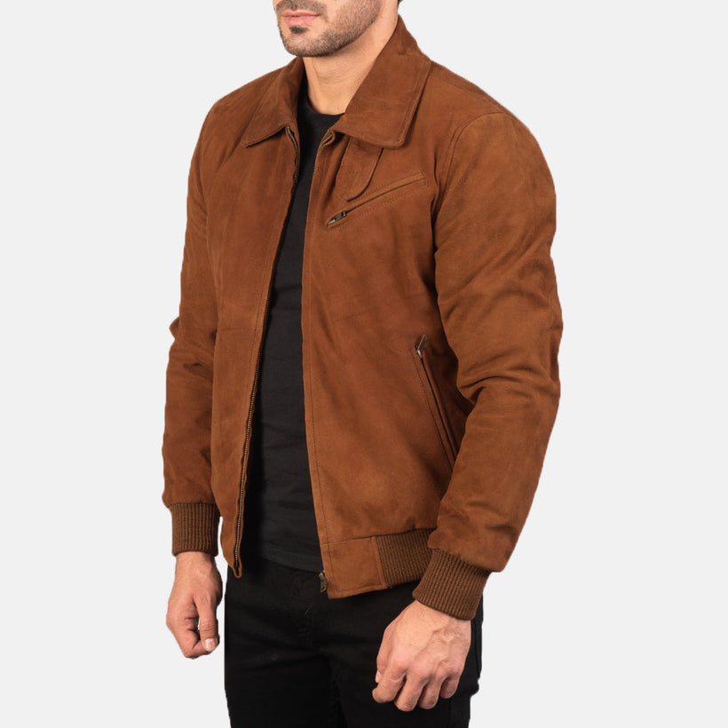Tomchi Cuoio Suede Giacca in Pelle da Uomo