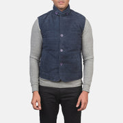Dettaglio ravvicinato of Notch with removable throat latch &amp; Button Hardware on Men's Tony Blu Suede Vest da Uomo