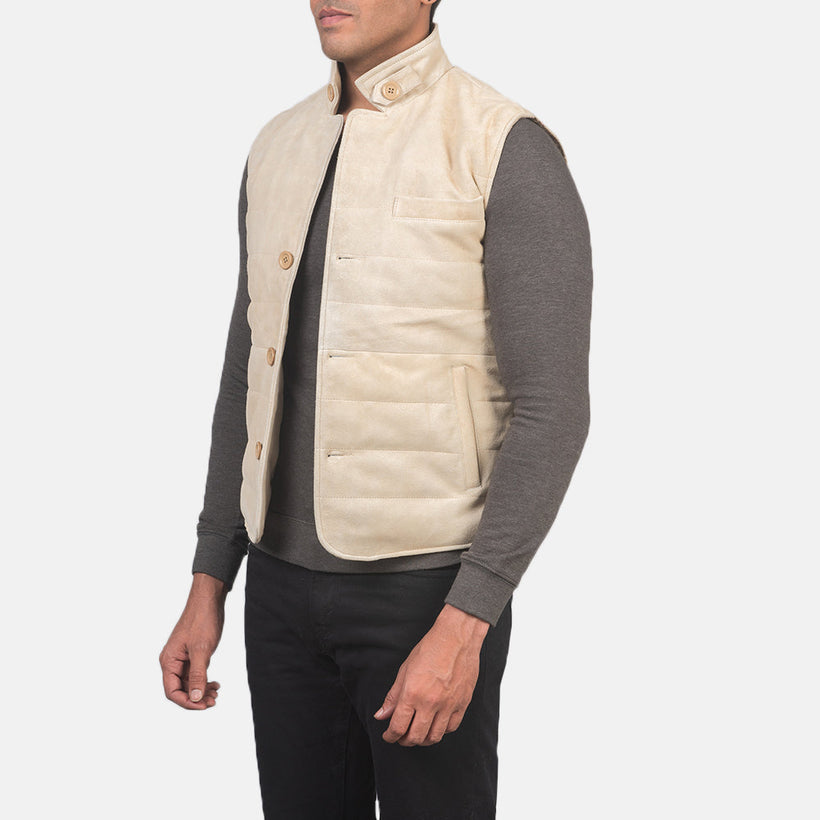 Tony Off-Bianco Suede Vest da Uomo