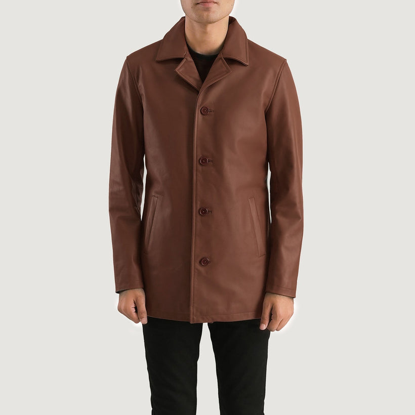 Urban Slate Marrone Cappotto in Pelle da Uomo
