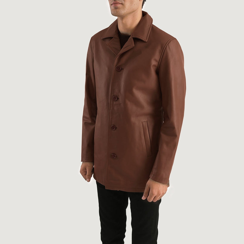 Urban Slate Marrone Cappotto in Pelle da Uomo