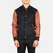 
Dettaglio ravvicinato of Varsity & Snap Buttons Hardware on Vaxton Brown Hybrid Varsity Jacket