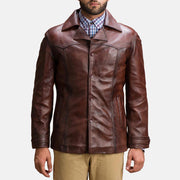 
Vincent Alley Marrone Giacca in Pelle da Uomo - Vista frontale e silhouette sartoriale | Acquista online