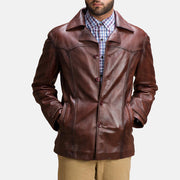 
Vincent Alley Marrone Giacca in Pelle da Uomo - Vista posteriore con spalle definite e orlo pulito