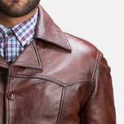 
Vincent Alley Marrone Giacca in Pelle da Uomo - Vista laterale che mostra il taglio ergonomico delle maniche