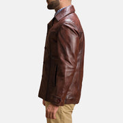 
Dettaglio ravvicinato of Notch & Button Hardware on Vincent Alley Marrone Giacca in Pelle da Uomo