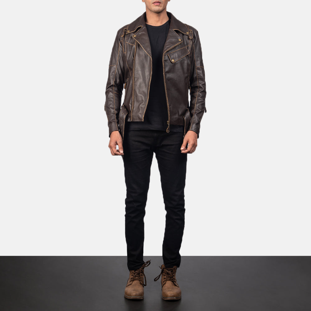 Vincent Nero Giacca Biker in Pelle da Uomo – Vista prodotto alternativa 4