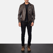 Vincent Nero Giacca Biker in Pelle da Uomo – Vista prodotto alternativa 4