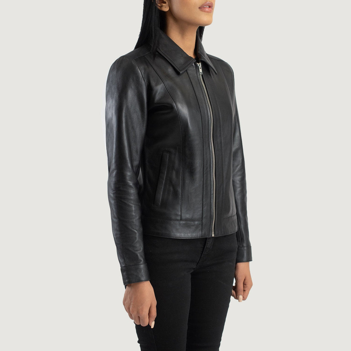Vixen Classic Collar Giacca in Pelle da Donna – Vista prodotto alternativa 2