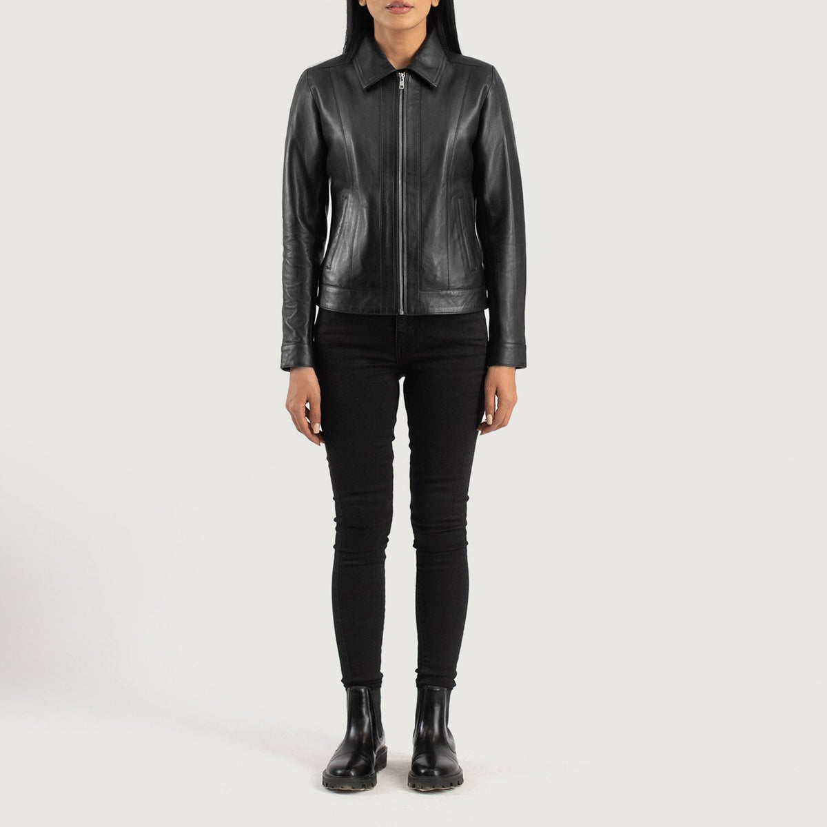 Vixen Classic Collar Giacca in Pelle da Donna – Vista prodotto alternativa 3