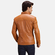Dettaglio ravvicinato of Notch &amp; Zipper Hardware on Voltex Cuoio Giacca Biker in Pelle da Uomo
