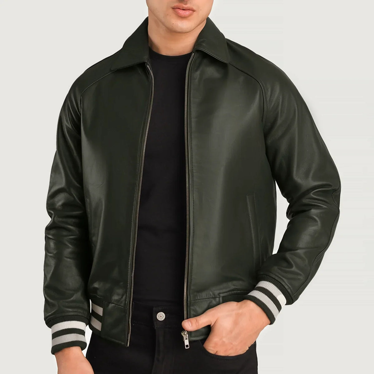 Walton Varsity Giacca in Pelle da Uomo – Vista prodotto alternativa 3
