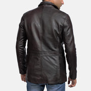 Men's Wine Nero Blazer in Pelle in Pelle da Uomo - Lateral Side Profile View Showing Sleeve Cut &amp; Athletic Taper Fit