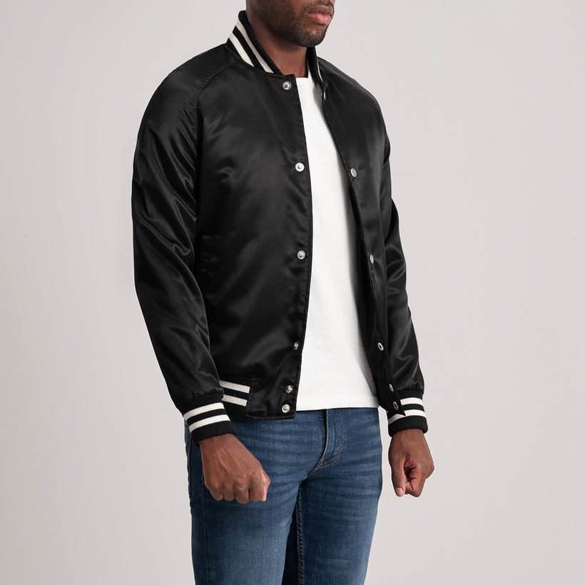 Xander Nero Varsity Giacca in Pelle da Uomo
