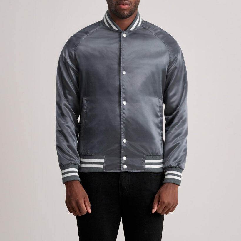 Xander Grigio Varsity Giacca in Pelle da Uomo
