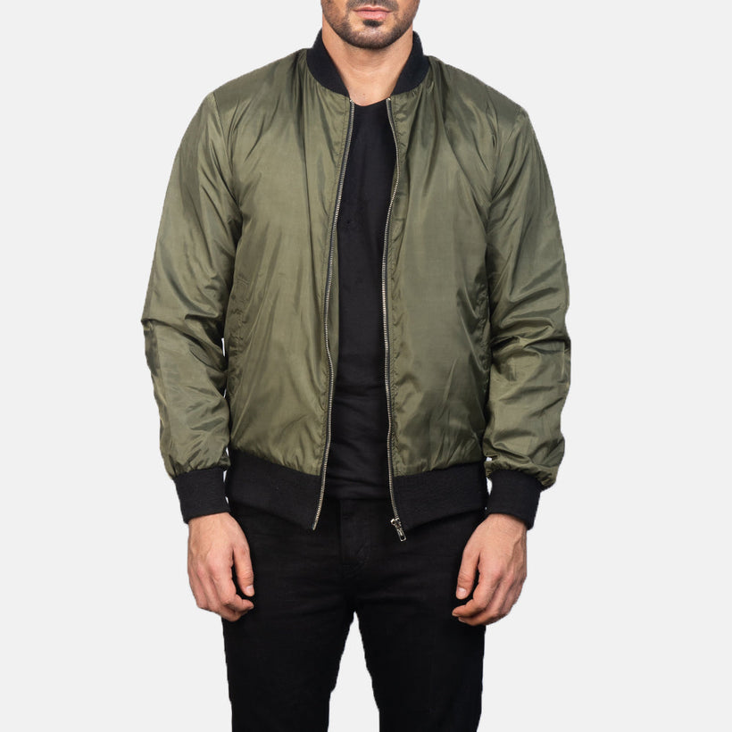 Zack Verde Bomber in Pelle da Uomo