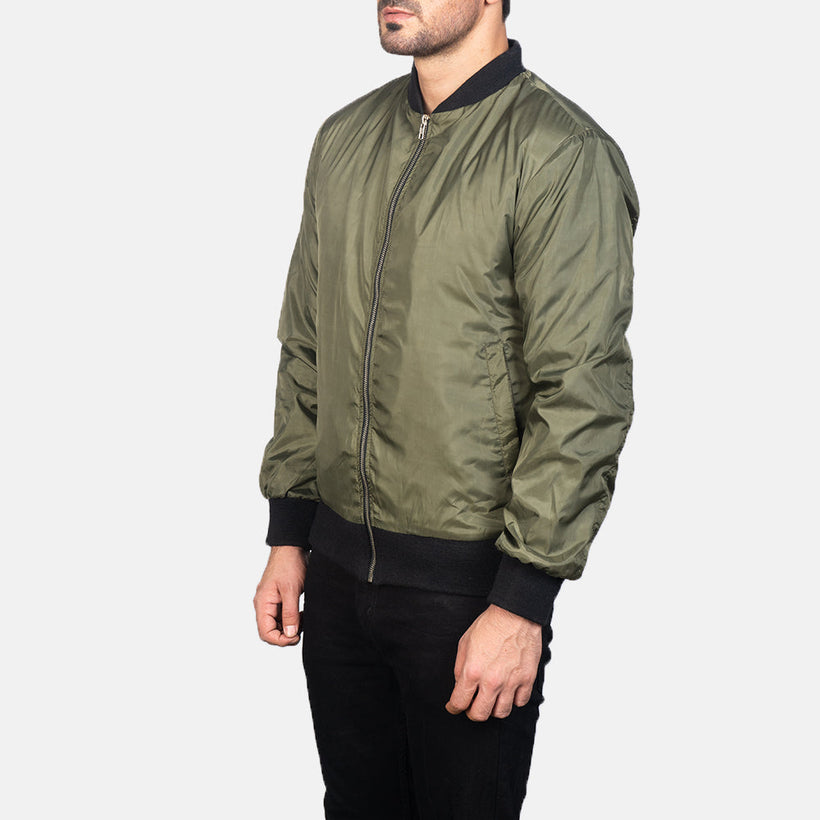 Zack Verde Bomber in Pelle da Uomo
